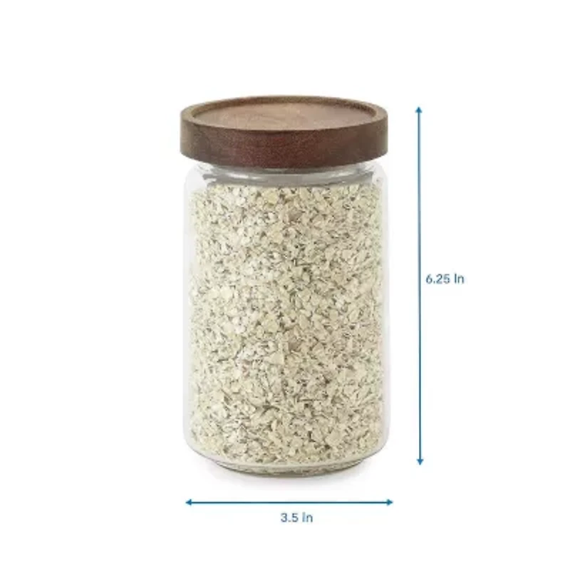 Home Expressions 700ml Acacia And Glass Canister