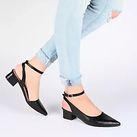 Journee Collection Keefa-Wd Womens Pointed Closed Toe Block Heel Pumps