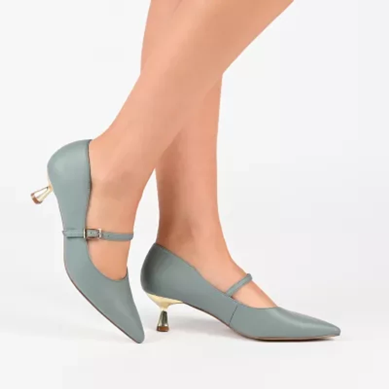 Journee Collection Manza Womens Pointed Closed Toe Spool Heel Pumps