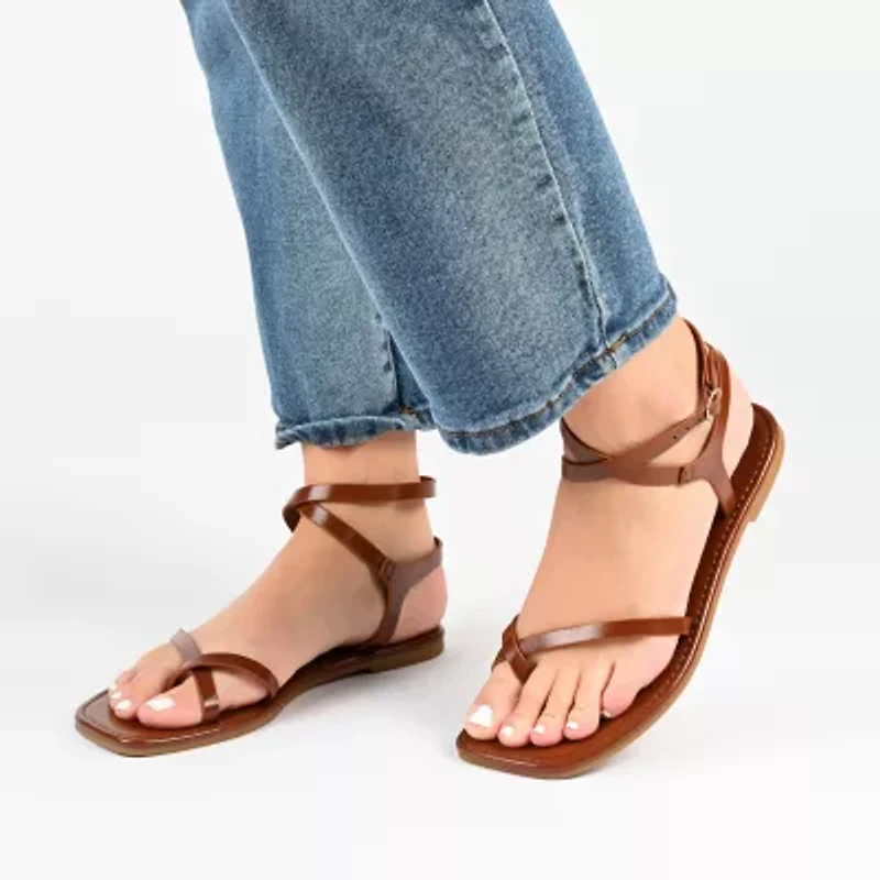 Journee Collection Cloudsteppers Womens Charra Ankle Strap Flat Sandals