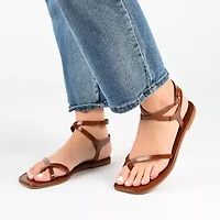 Journee Collection Cloudsteppers Womens Charra Ankle Strap Flat Sandals