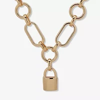 Worthington Gold Tone Lock Womens 17 Inch Pendant Necklace