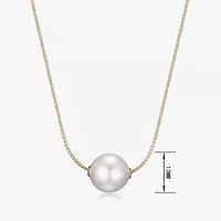 Womens White Cultured Freshwater Pearl 18K Gold Over Silver 18 Inch Pendant Necklace