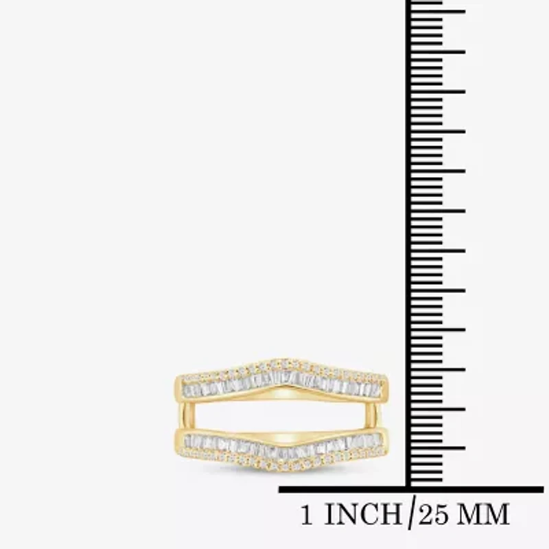 Womens 1/2 CT. T.W. Natural White Diamond 10K Gold Ring Guard