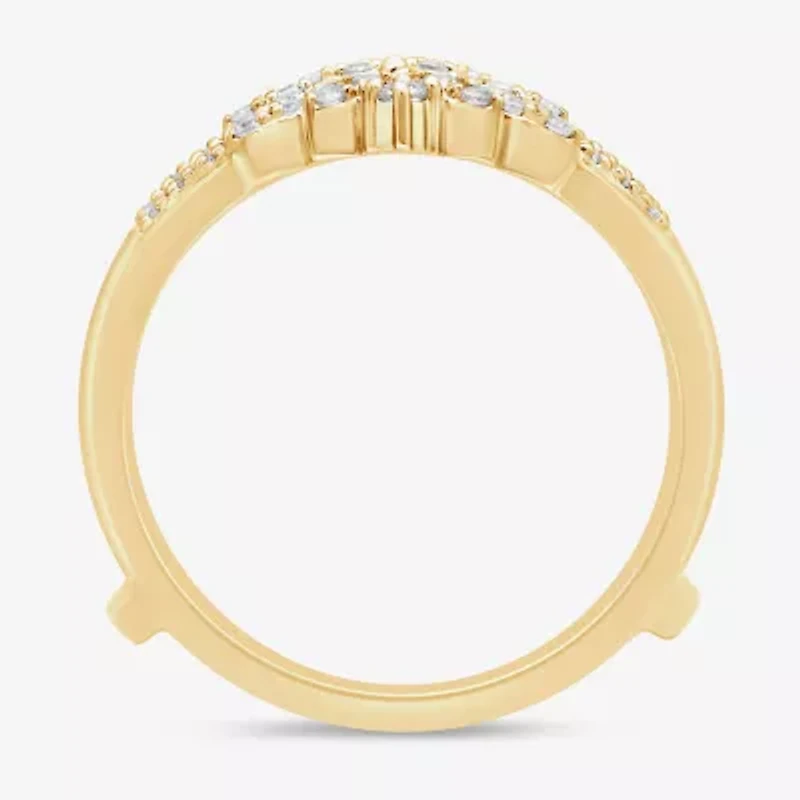 Womens 1/4 CT. T.W. Natural White Diamond 14K Gold Ring Guard