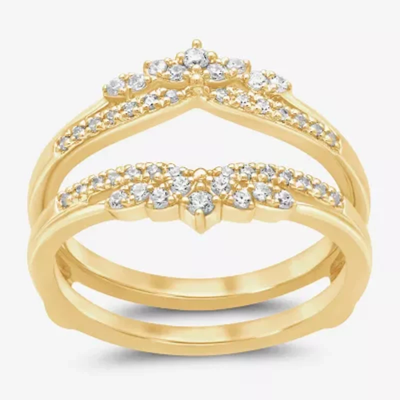 Womens 1/4 CT. T.W. Natural White Diamond 14K Gold Ring Guard