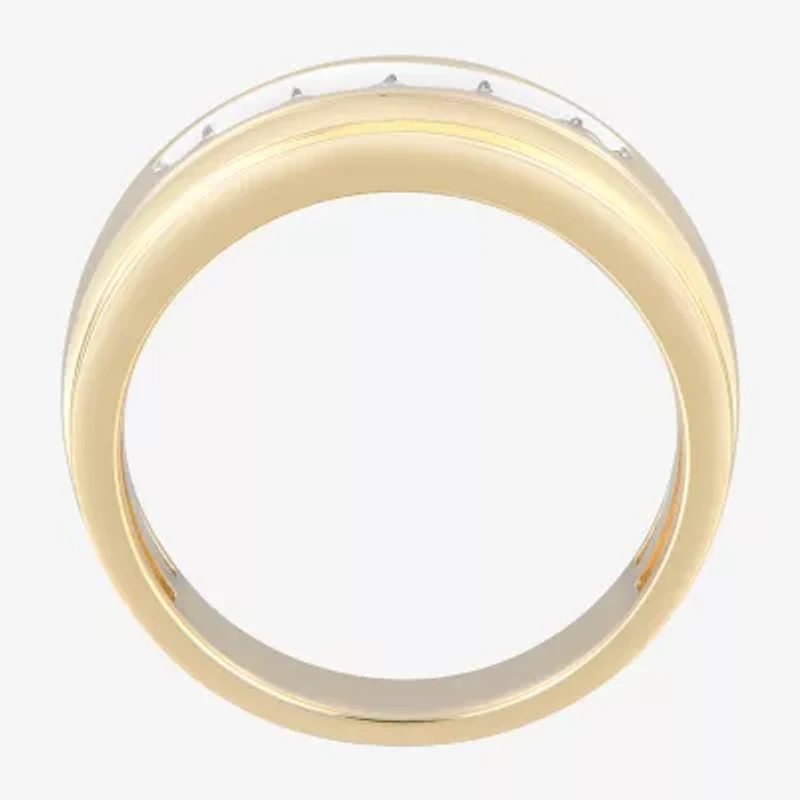 (F / Vs2) Mens 8MM 1/2 CT. T.W. Lab Grown White Diamond 14K Gold 5-Stone Wedding Band