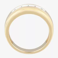 (F / Vs2) Mens 8MM 1/2 CT. T.W. Lab Grown White Diamond 14K Gold 5-Stone Wedding Band