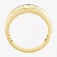 (F / Vs2) Mens 8.5MM 1 CT. T.W. Lab Grown White Diamond 14K Gold 5-Stone Wedding Band