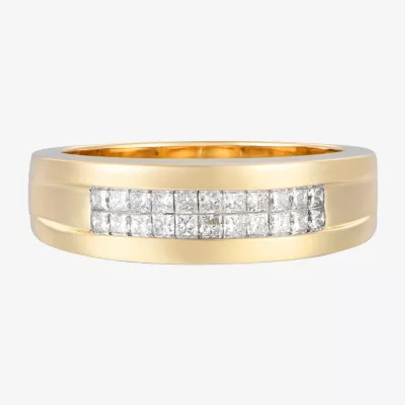 (F / Vs2) Mens 8MM 1/2 CT. T.W. Lab Grown White Diamond 14K Gold Wedding Band