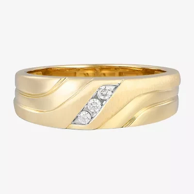 (F / Vs2) Mens 7MM 1/2 CT. T.W. Lab Grown White Diamond 10K Gold Wedding Band