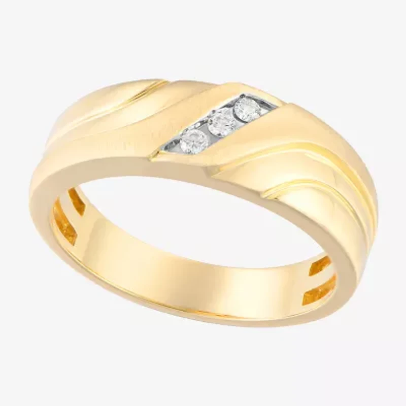 (F / Vs2) Mens 7MM 1/2 CT. T.W. Lab Grown White Diamond 10K Gold Wedding Band
