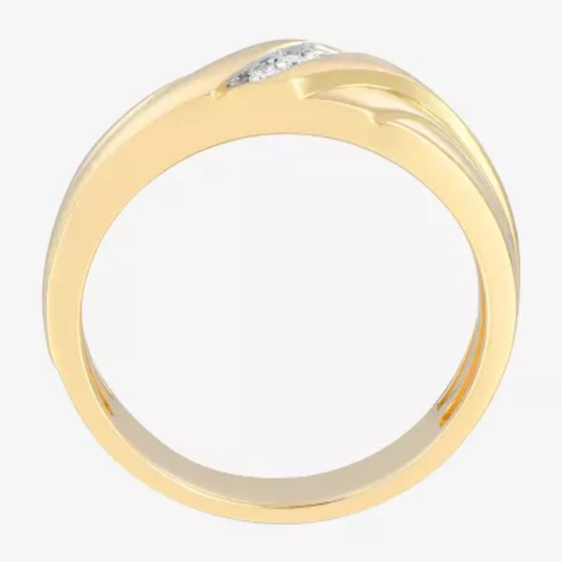 (F / Vs2) Mens 7MM 1/2 CT. T.W. Lab Grown White Diamond 10K Gold Wedding Band