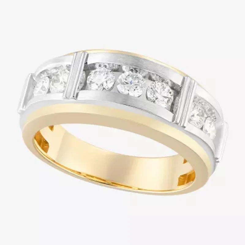 (F / Vs2) Mens 9M 1 CT. T.W. Lab Grown White Diamond 14K Two Tone Gold Wedding Band