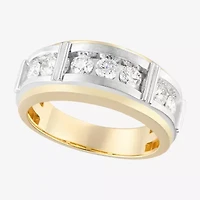 (F / Vs2) Mens 9M 1 CT. T.W. Lab Grown White Diamond 14K Two Tone Gold Wedding Band