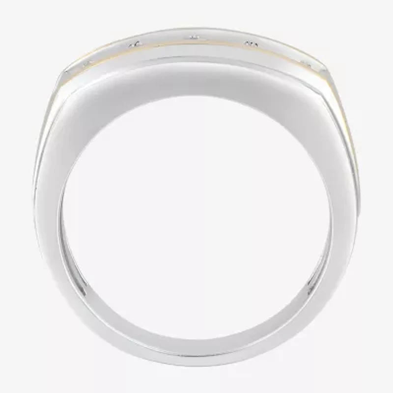 (F / Vs2) Mens 9.5MM 1 CT. T.W. Lab Grown White Diamond 14K Two Tone Gold 5-Stone Wedding Band