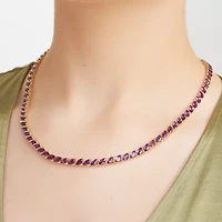 Womens Purple Amethyst 18K Gold Over Silver Tennis Necklace