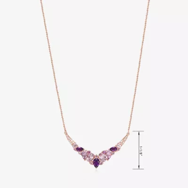 Womens Purple Amethyst 14K Rose Gold Over Silver 18 Inch Chevron Necklace