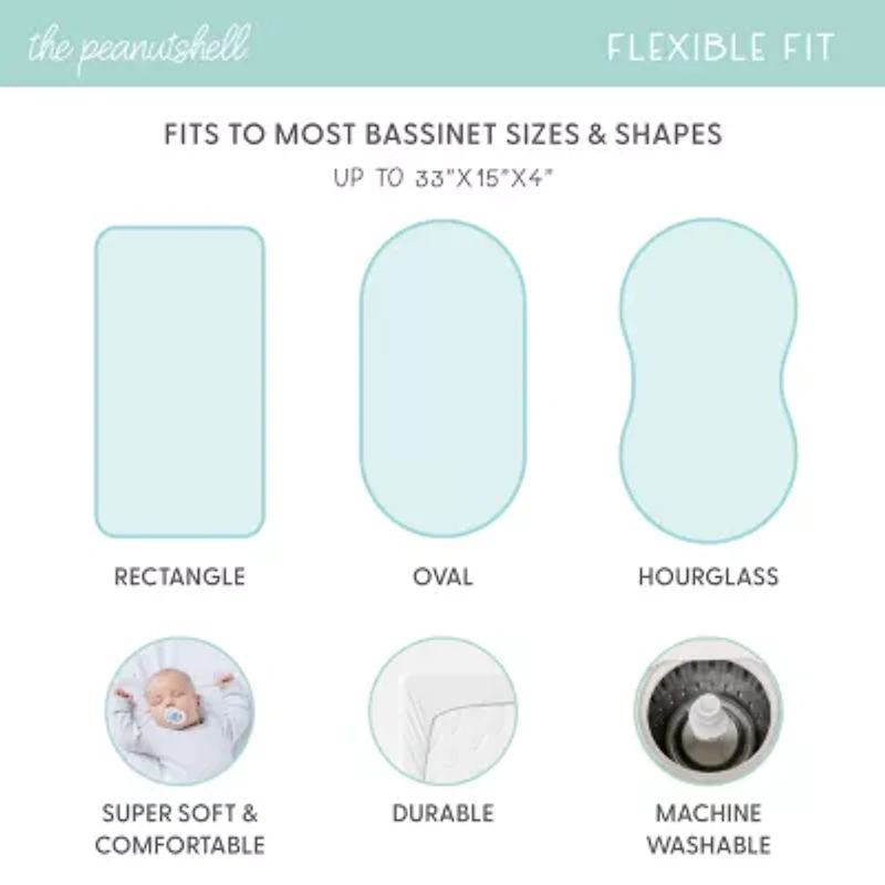 The Peanutshell Blue Cloud 4-pc. Bassinet Sheet