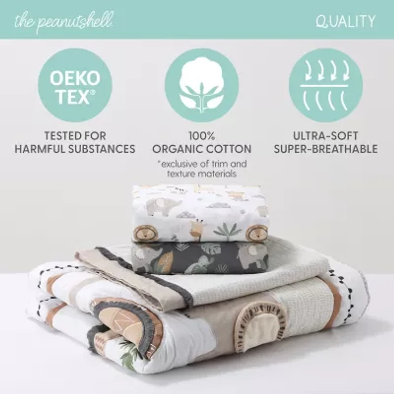 The Peanutshell Organic Sarari  Serenity 4-pc. Crib Bedding Set