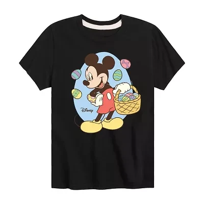 Disney Collection Little & Big Kid Boys Crew Neck Short Sleeve Regular Fit Mickey Mouse Graphic T-Shirt