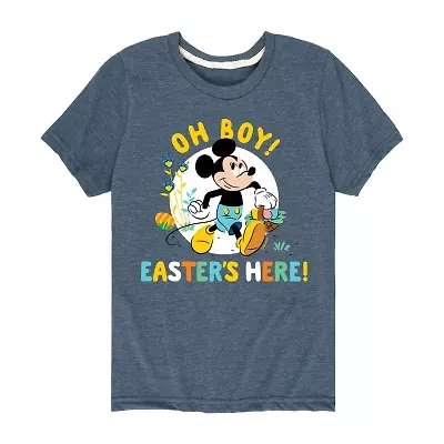 Disney Collection Little & Big Kid Boys Crew Neck Short Sleeve Regular Fit Mickey and Friends Graphic T-Shirt