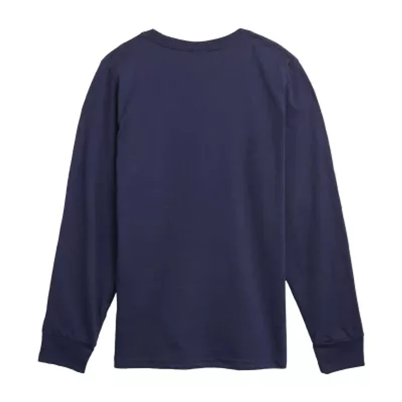 Disney Collection Little & Big Kid Boys Crew Neck Long Sleeve Regular Fit Mickey Mouse Graphic T-Shirt