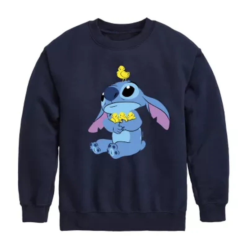 Disney Collection Little & Big Kid Boys Crew Neck Long Sleeve Lilo Stitch Sweatshirt