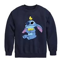 Disney Collection Little & Big Kid Boys Crew Neck Long Sleeve Lilo Stitch Sweatshirt
