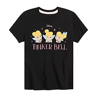 Disney Collection Little & Big Kid Girls Crew Neck Short Sleeve Regular Fit Tinker Bell Graphic T-Shirt