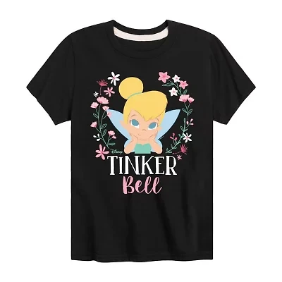 Disney Collection Little & Big Kid Girls Crew Neck Long Sleeve Regular Fit Tinker Bell Graphic T-Shirt