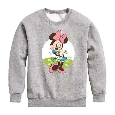 Disney Collection Little & Big Kid Girls Crew Neck Long Sleeve Minnie Mouse Sweatshirt