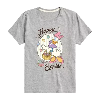 Disney Collection Little & Big Kid Girls Crew Neck Short Sleeve Regular Fit Daisy Duck Graphic T-Shirt