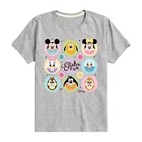 Disney Collection Little & Big Kid Girls Crew Neck Short Sleeve Regular Fit Mickey and Friends Graphic T-Shirt