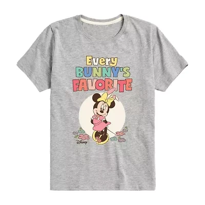 Disney Collection Little & Big Kid Girls Crew Neck Short Sleeve Regular Fit Minnie Mouse Graphic T-Shirt