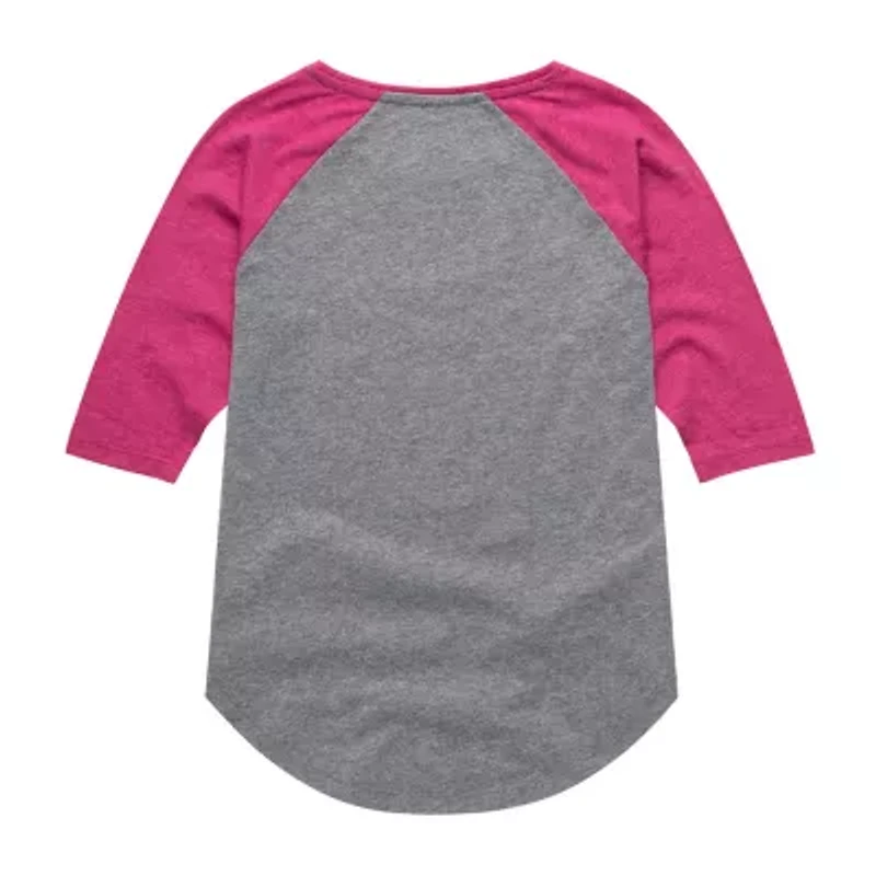 Disney Collection Little & Big Kid Girls Crew Neck 3/4 Sleeve Regular Fit Mickey and Friends Graphic T-Shirt