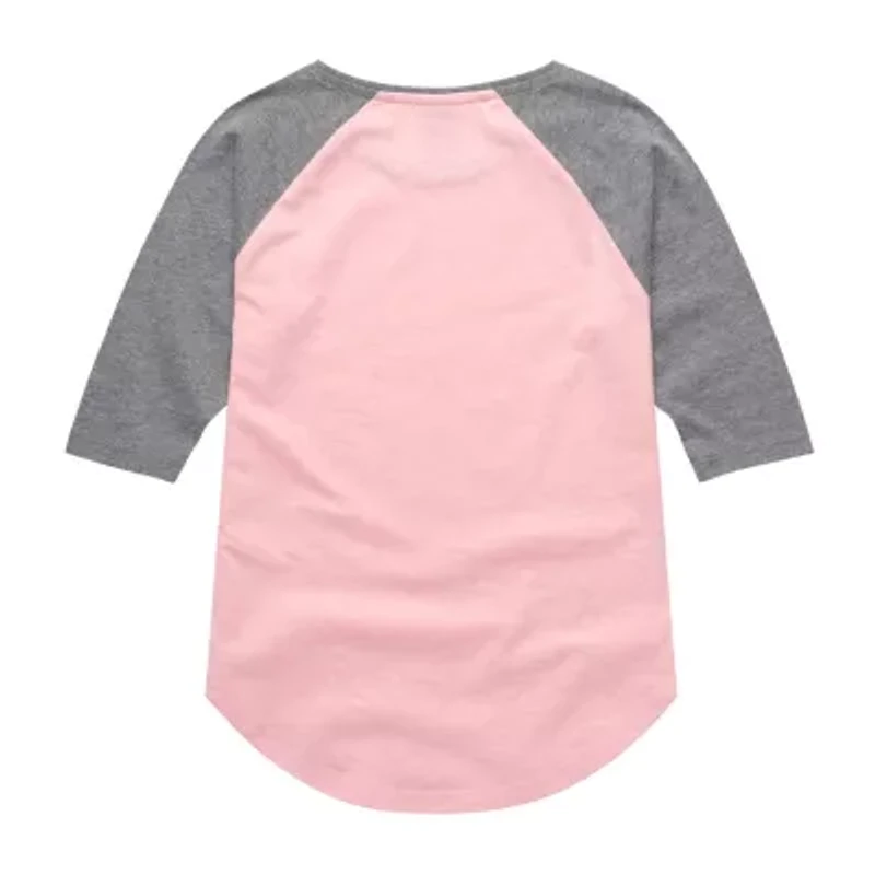 Disney Collection Little & Big Kid Girls Crew Neck 3/4 Sleeve Regular Fit Alice Wonderland Graphic T-Shirt