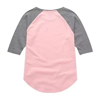 Disney Collection Little & Big Kid Girls Crew Neck 3/4 Sleeve Regular Fit Alice Wonderland Graphic T-Shirt