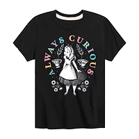Disney Collection Little & Big Kid Girls Crew Neck Short Sleeve Regular Fit Alice Wonderland Graphic T-Shirt
