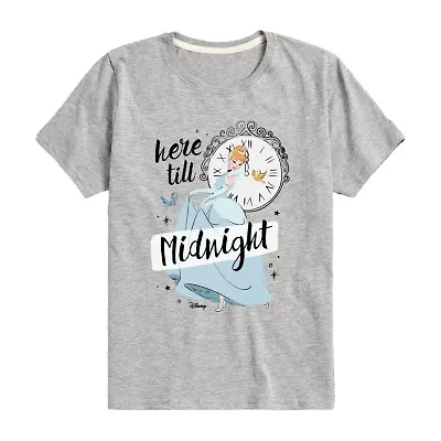 Disney Collection Little & Big Kid Girls Crew Neck Short Sleeve Regular Fit Cinderella Graphic T-Shirt