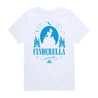 Disney Collection Little & Big Kid Girls Crew Neck Short Sleeve Regular Fit Cinderella Graphic T-Shirt