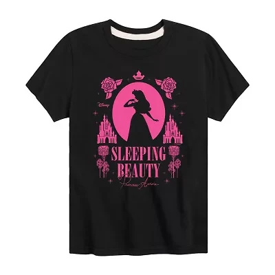 Disney Collection Little & Big Kid Girls Crew Neck Short Sleeve Regular Fit Sleeping Beauty Graphic T-Shirt