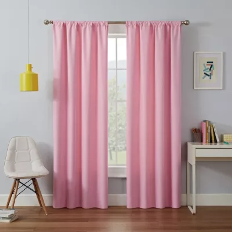Eclipse Kendall Kids Thermaback Rod Pocket Energy Saving Blackout Single Curtain Panel