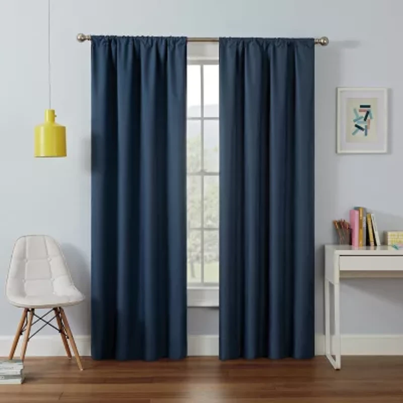 Eclipse Kendall Kids Thermaback Rod Pocket Energy Saving Blackout Single Curtain Panel
