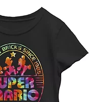 Little & Big Kid Girls Crew Neck Short Sleeve Regular Fit Super Mario Graphic T-Shirt