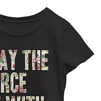 Little & Big Kid Girls Crew Neck Short Sleeve Regular Fit Star Wars Graphic T-Shirt