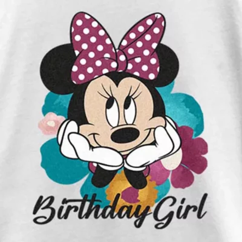Little & Big Kid Girls Crew Neck Short Sleeve Slim Fit Minnie Mouse Graphic T-Shirt