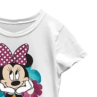 Little & Big Kid Girls Crew Neck Short Sleeve Slim Fit Minnie Mouse Graphic T-Shirt