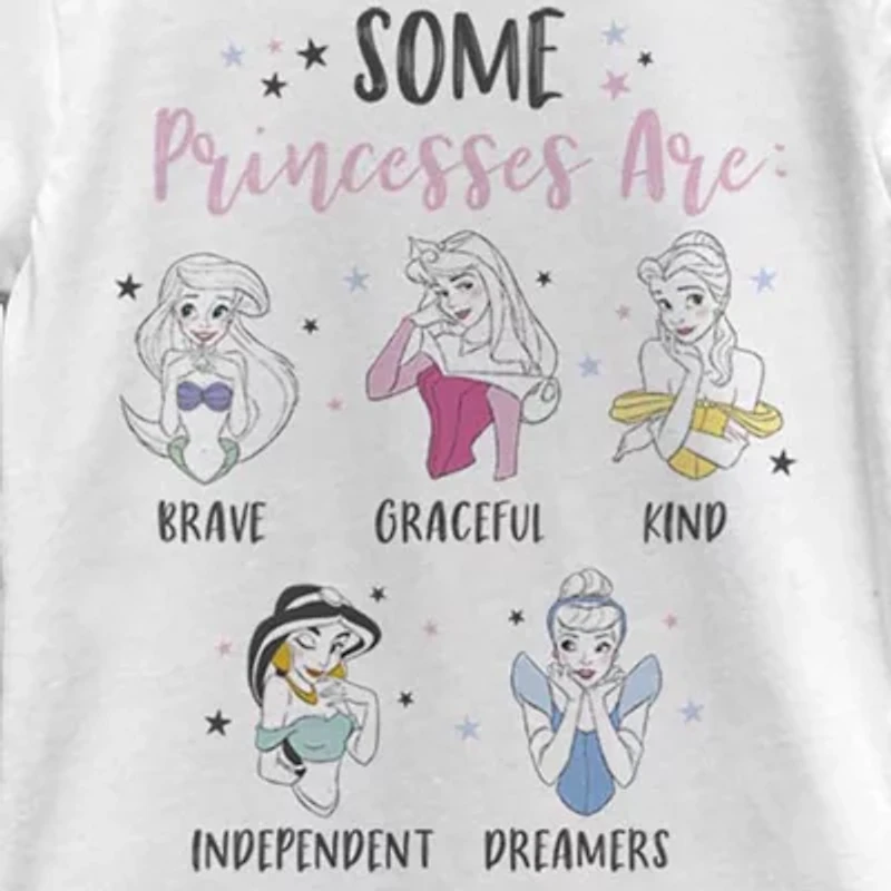 Disney Little & Big Kid Girls Crew Neck Short Sleeve Regular Fit Princess Graphic T-Shirt