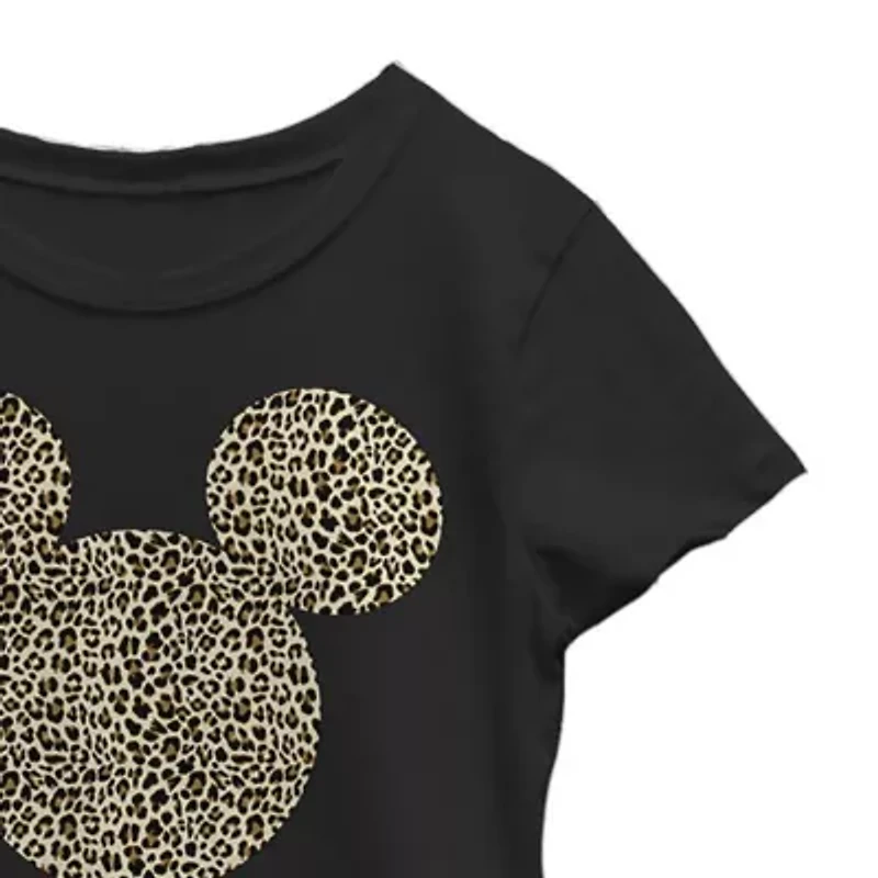 Disney Little & Big Kid Girls Crew Neck Short Sleeve Regular Fit Mickey Mouse Graphic T-Shirt